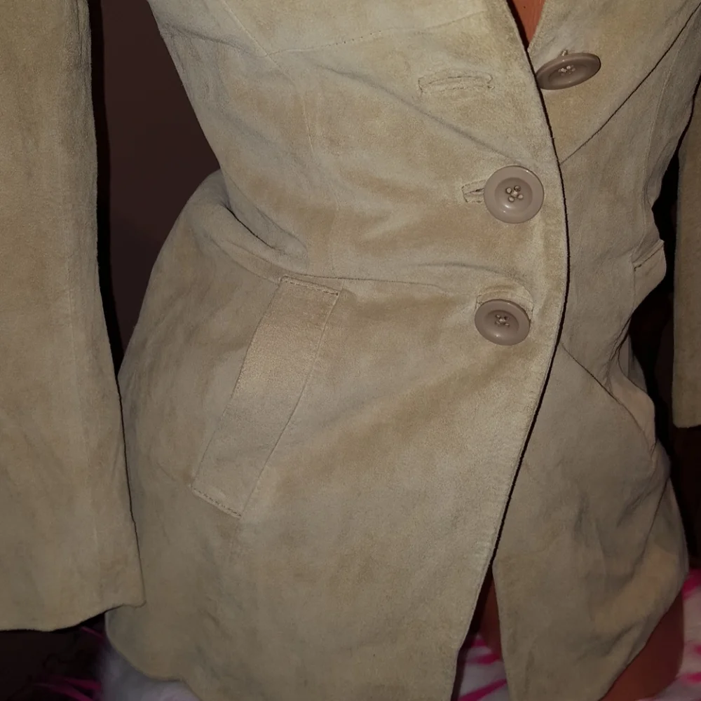 Bebe genuine leather 4 button blazer long coat SP - Picture 3 of 7